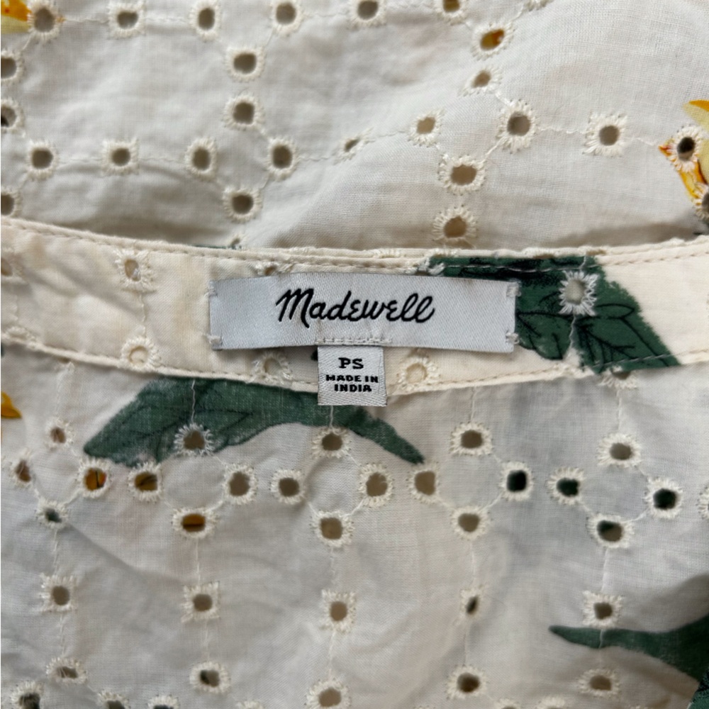 Madewell Ivory Eyelet Blouse with Sunflower Print - Picture 6 of 7